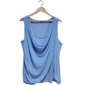 Ricki's Women's Sleeveless Blouse With Draped Overlay Blue Purple Size XL